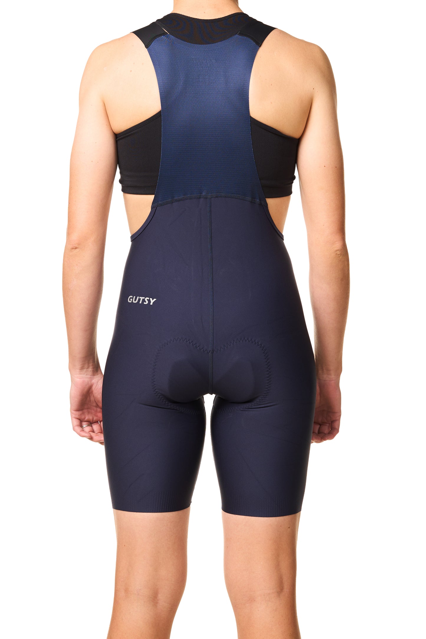 NAVY WOMEN'S CYCLING BIB SHORTS - EXTRA LENGTH